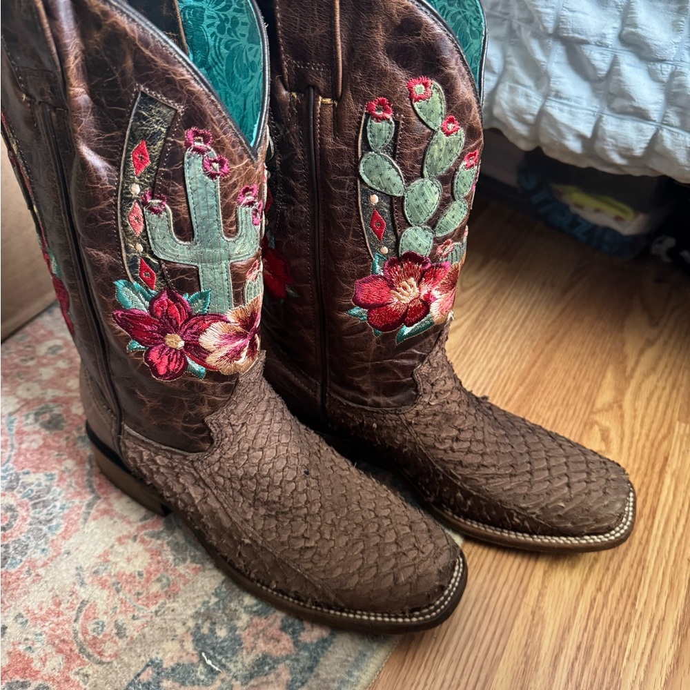 Corral Brown Cactus Embroidered Women's Boots